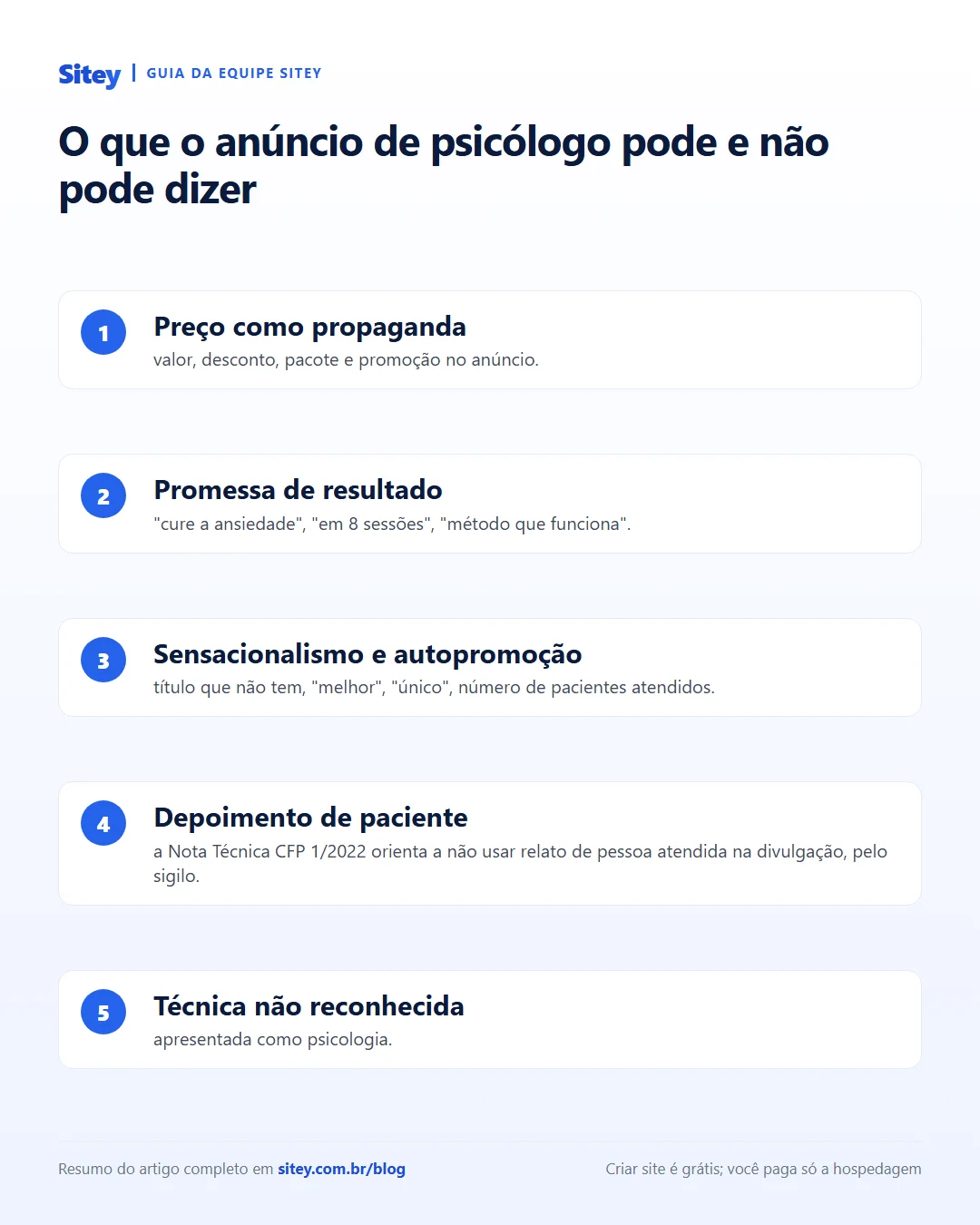 Infográfico: O que o anúncio de psicólogo pode e não pode dizer
