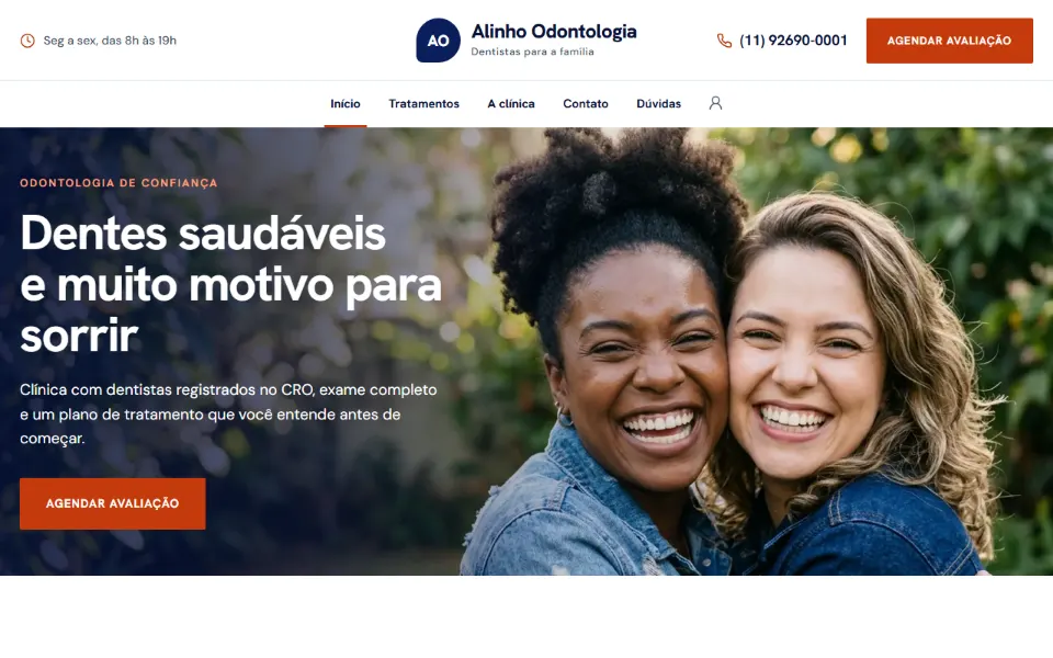 Site de clínica odontológica feito na Sitey