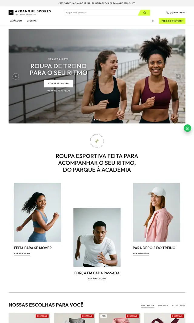 Prévia do modelo Arranque para Loja Virtual