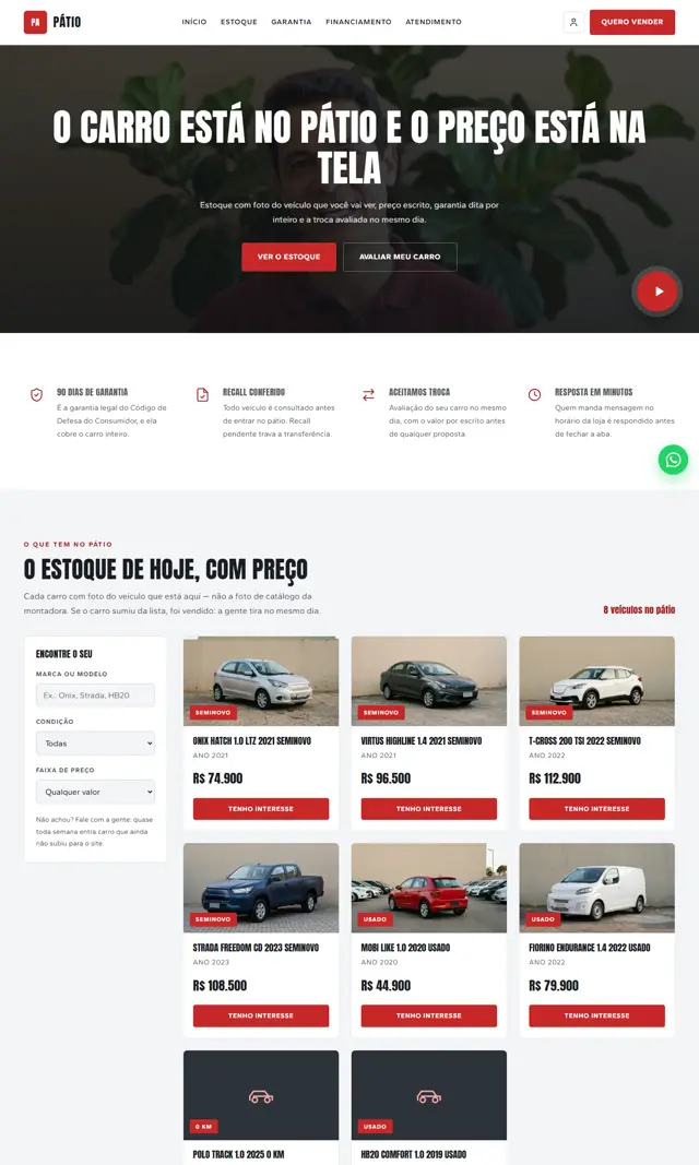 Prévia do modelo Pátio V para Automóveis e Concessionárias