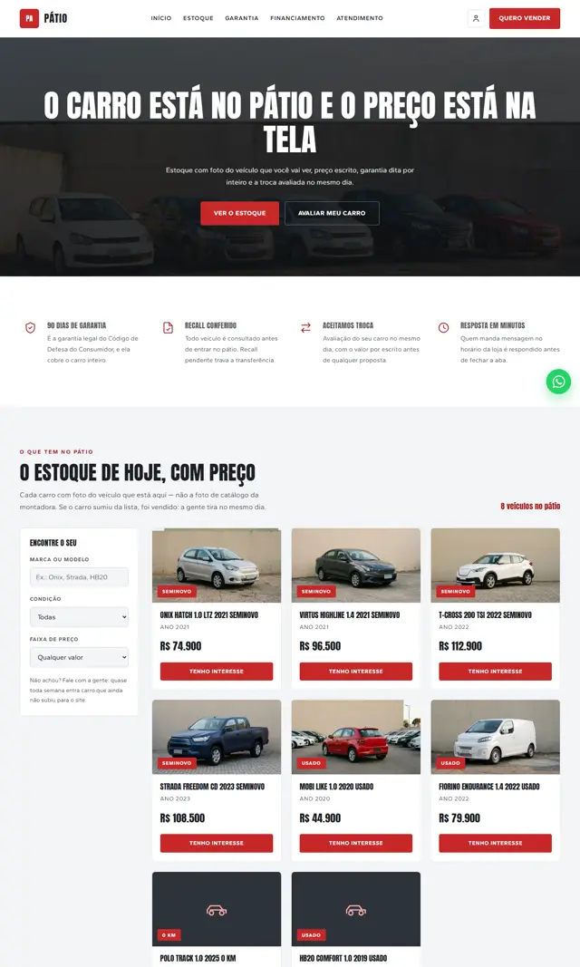 Prévia do modelo Pátio para Automóveis e Concessionárias