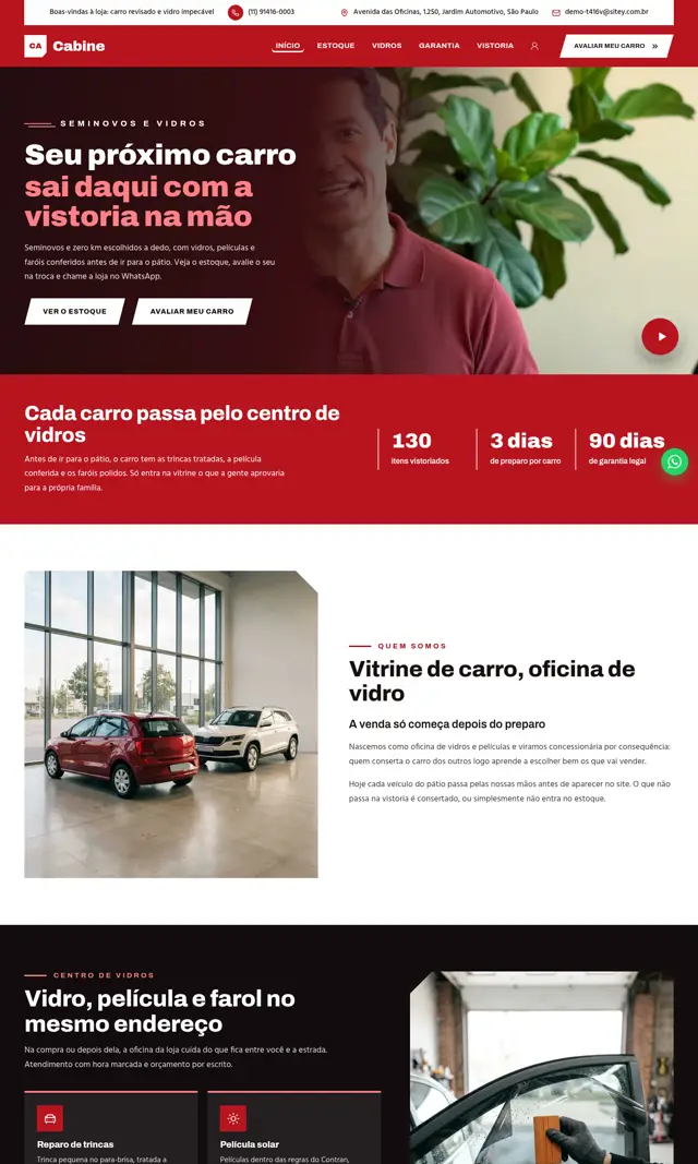 Prévia do modelo Cabine V para Automóveis e Concessionárias