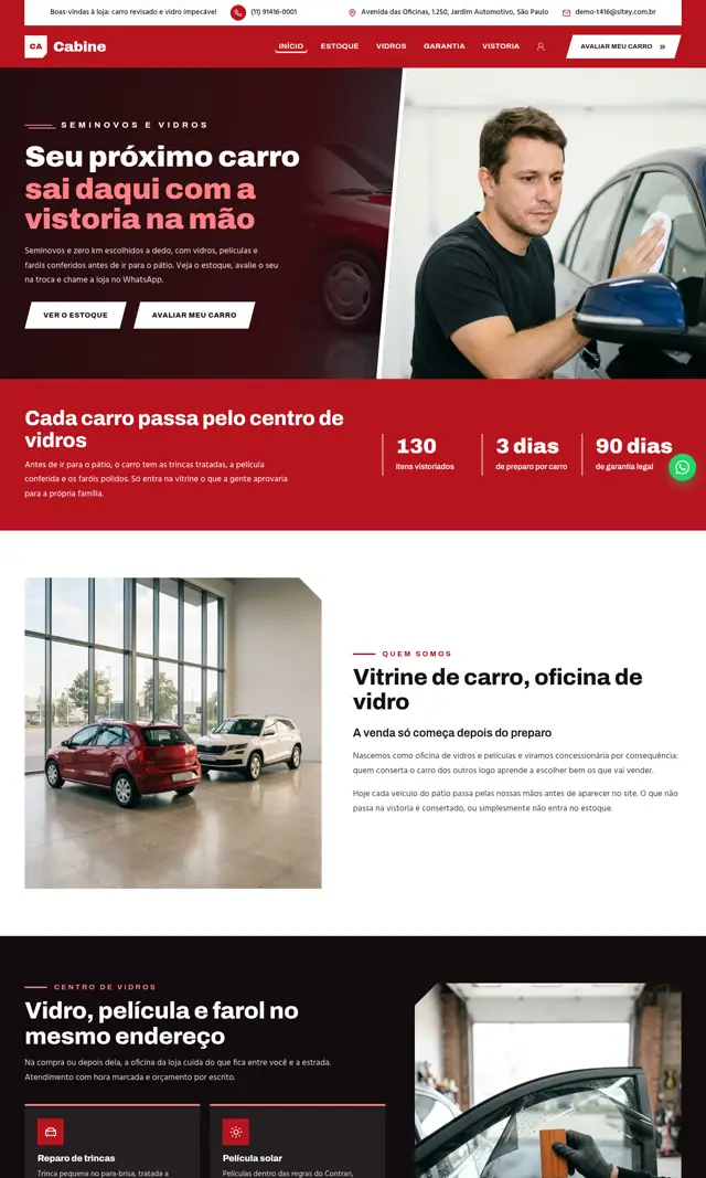 Prévia do modelo Cabine para Automóveis e Concessionárias