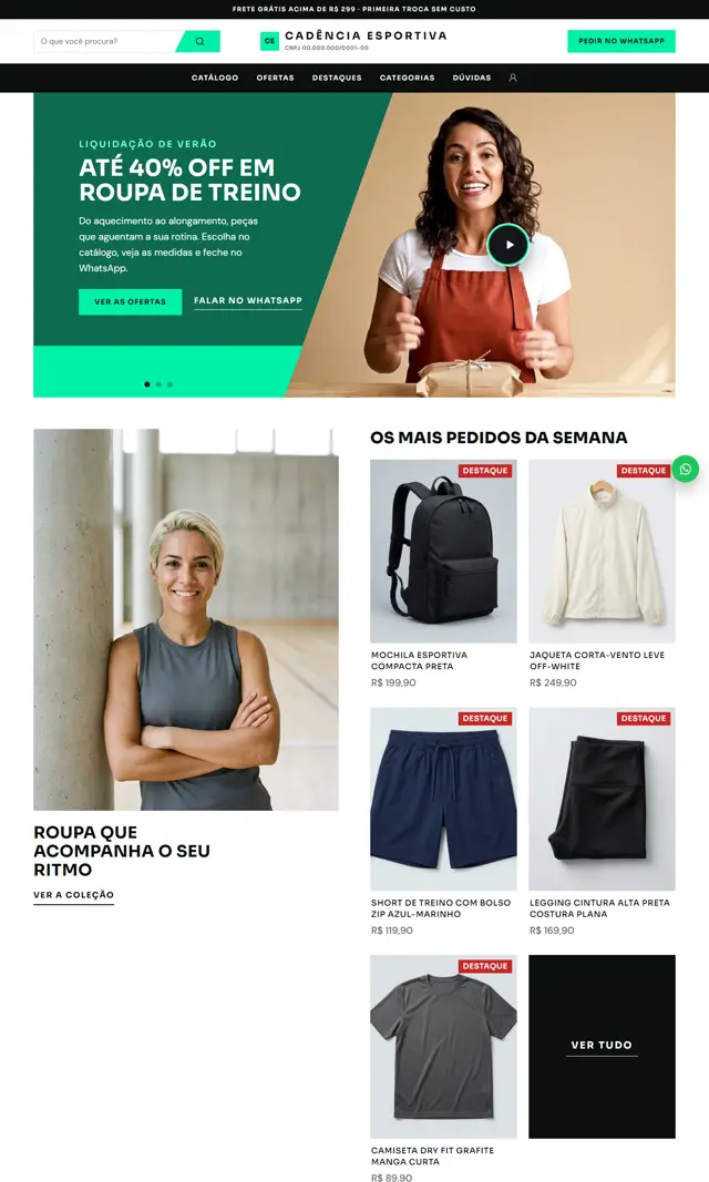 Prévia do modelo Cadência V para Loja Virtual