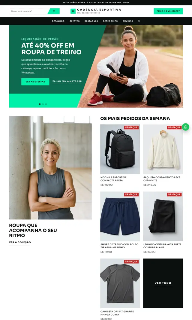 Prévia do modelo Cadência para Loja Virtual