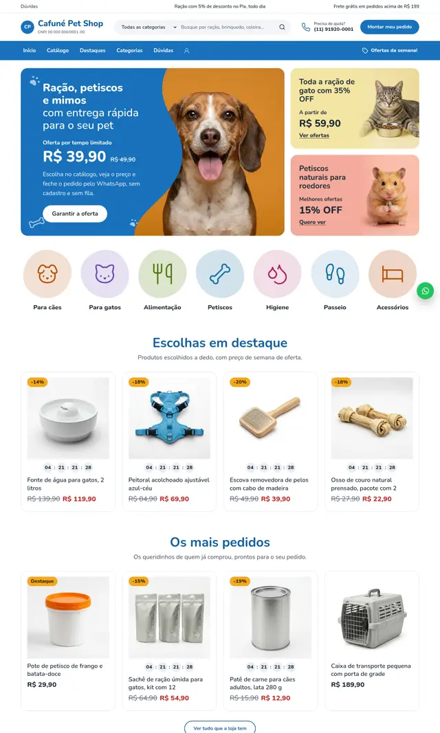 Prévia do modelo Cafuné para Loja Virtual
