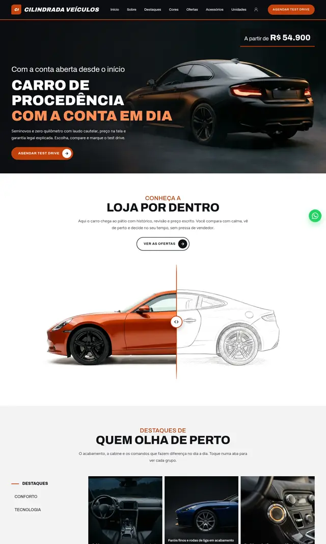 Prévia do modelo Cilindrada para Automóveis e Concessionárias
