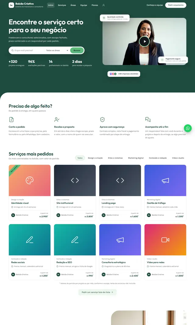 Prévia do modelo Balcão V para Consultoria, Marketing e Freelancers