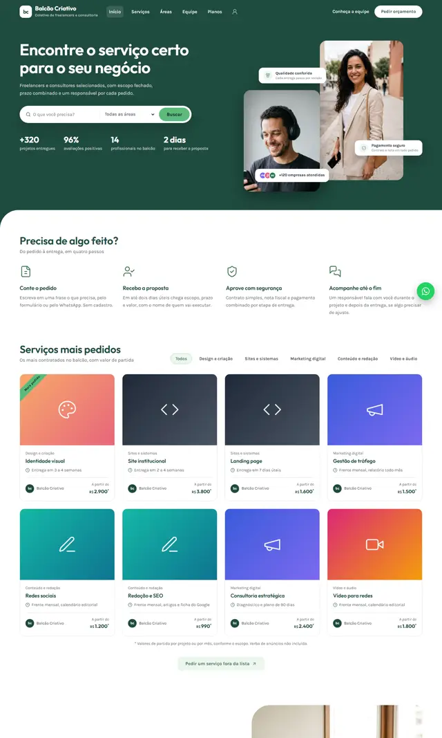 Prévia do modelo Balcão para Consultoria, Marketing e Freelancers