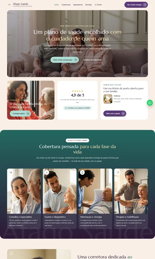 Prévia do modelo Afago para Corretora Saúde
