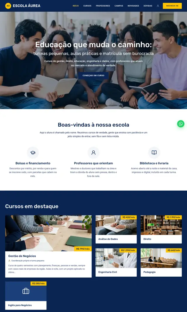 Prévia do modelo Áurea para Educação e Cursos