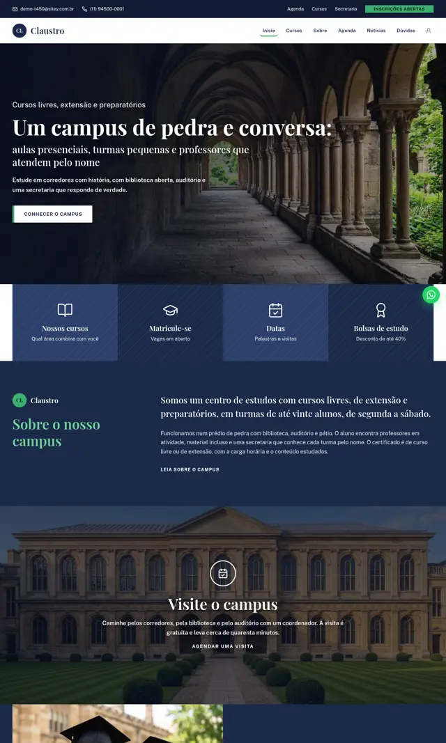 Prévia do modelo Claustro para Educação e Cursos