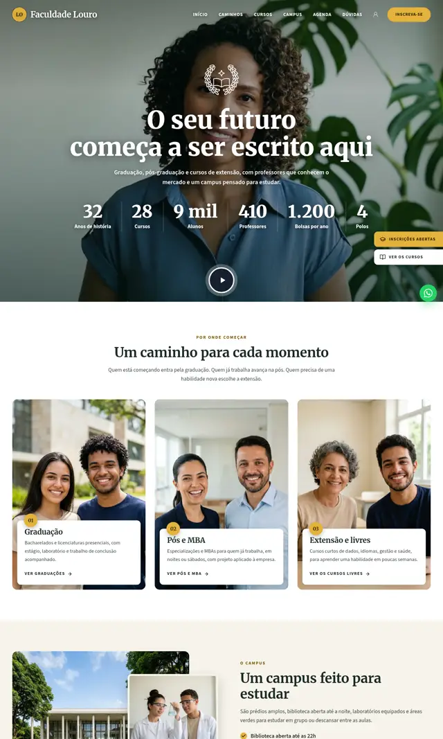 Prévia do modelo Louro V para Educação e Cursos