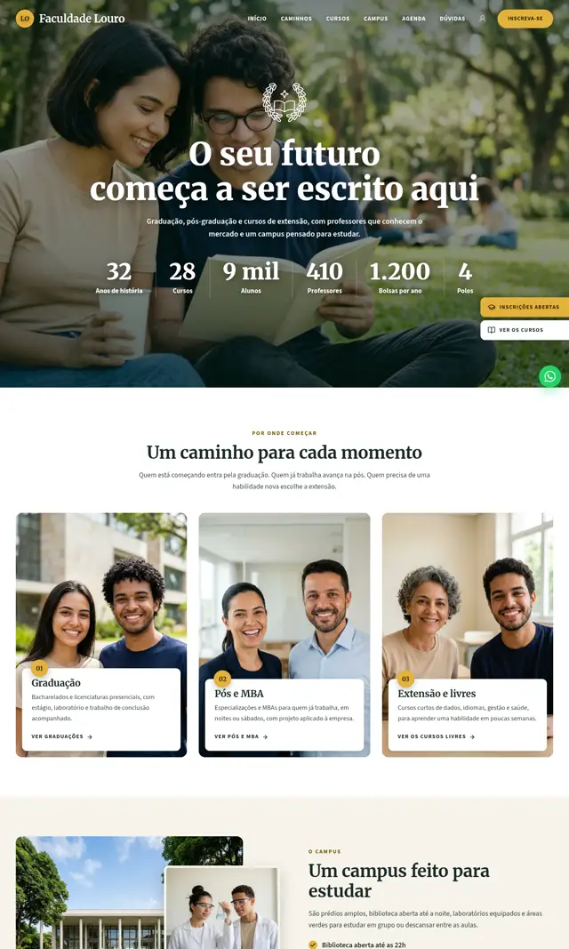 Prévia do modelo Louro para Educação e Cursos