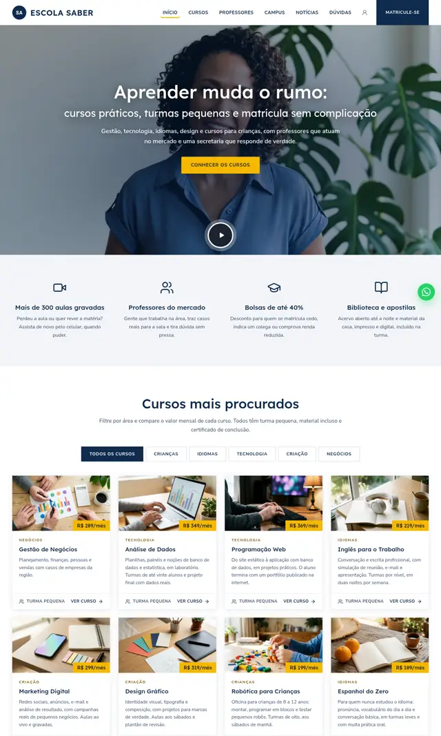 Prévia do modelo Saber V para Educação e Cursos
