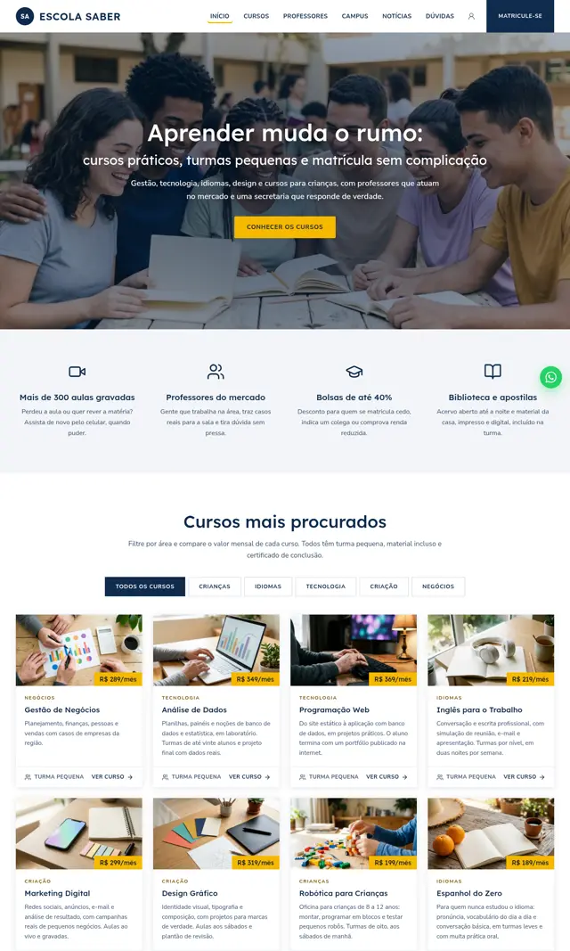 Prévia do modelo Saber para Educação e Cursos