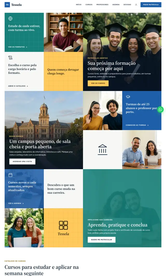 Prévia do modelo Tessela para Educação e Cursos