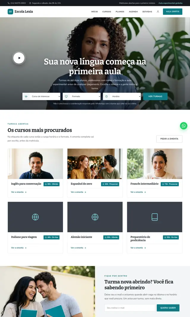 Prévia do modelo Lexia V para Educação e Cursos