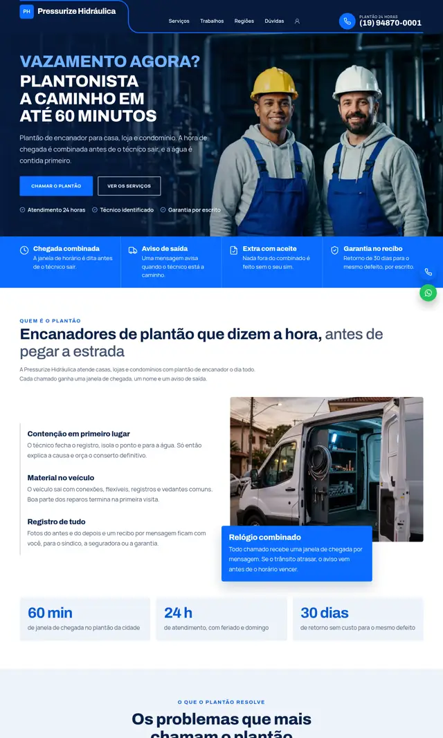 Prévia do modelo Pressurize para Encanador