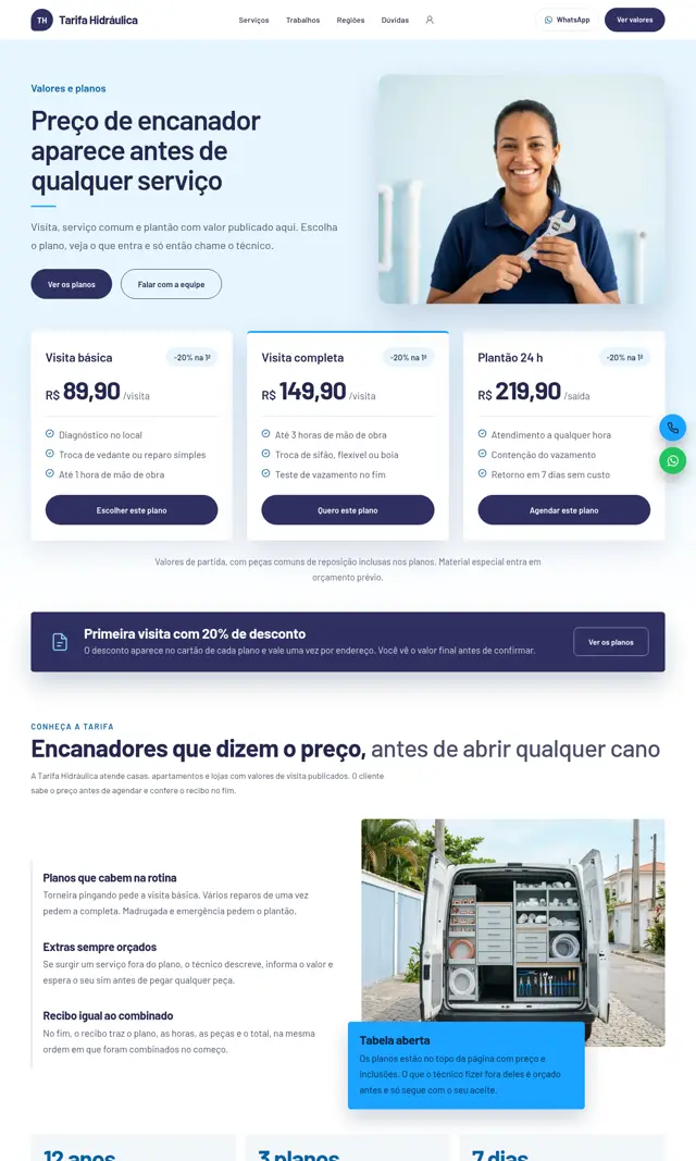 Prévia do modelo Tarifa para Encanador