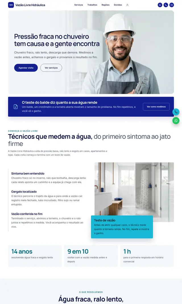 Prévia do modelo Vazão Livre para Encanador