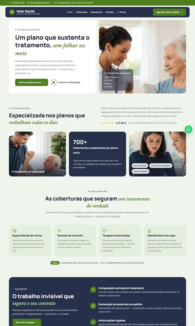 Prévia do modelo Velar para Corretora Saúde