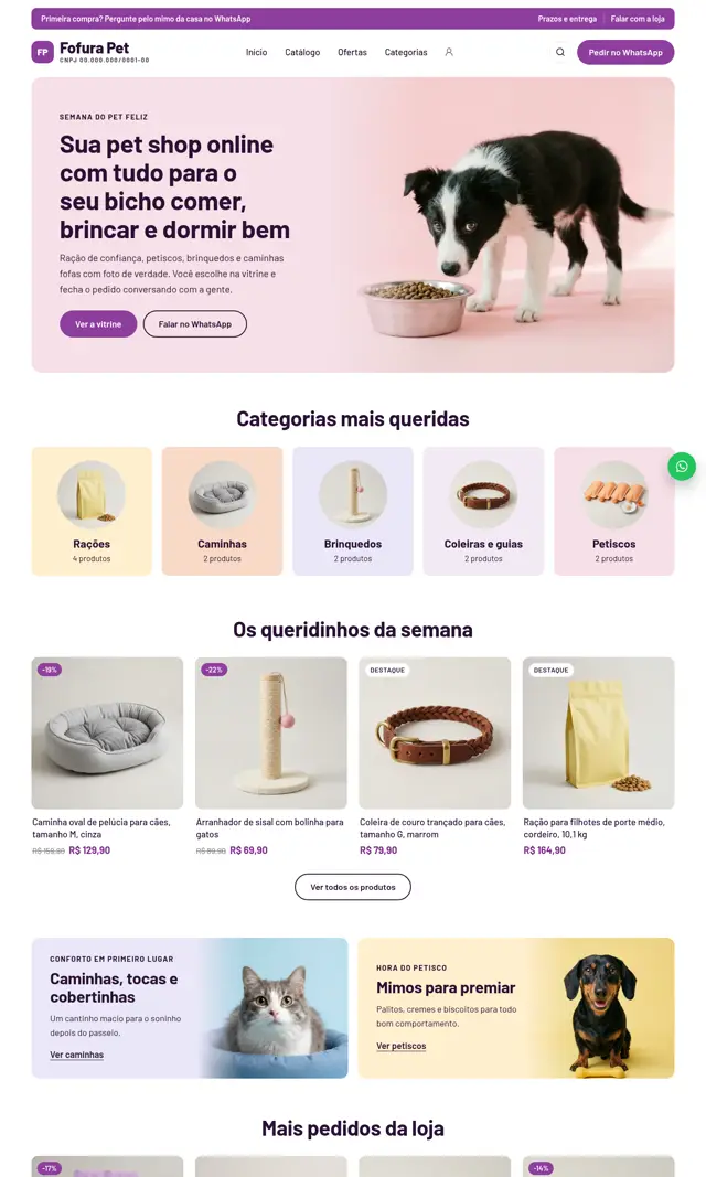 Prévia do modelo Fofura para Loja Virtual