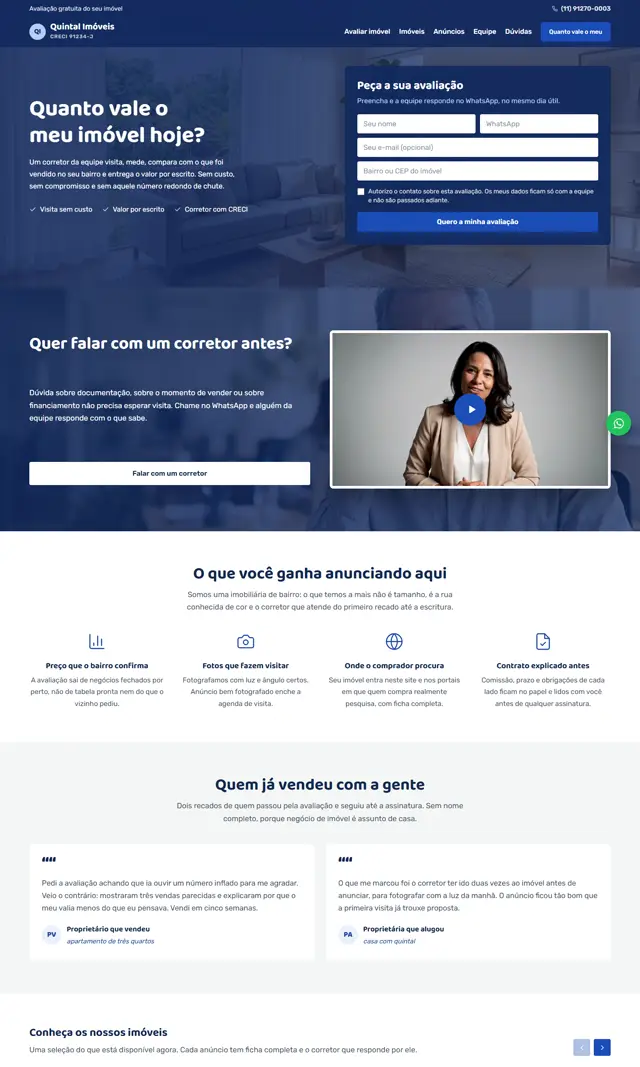 Prévia do modelo Quintal V para Imobiliárias e Corretores
