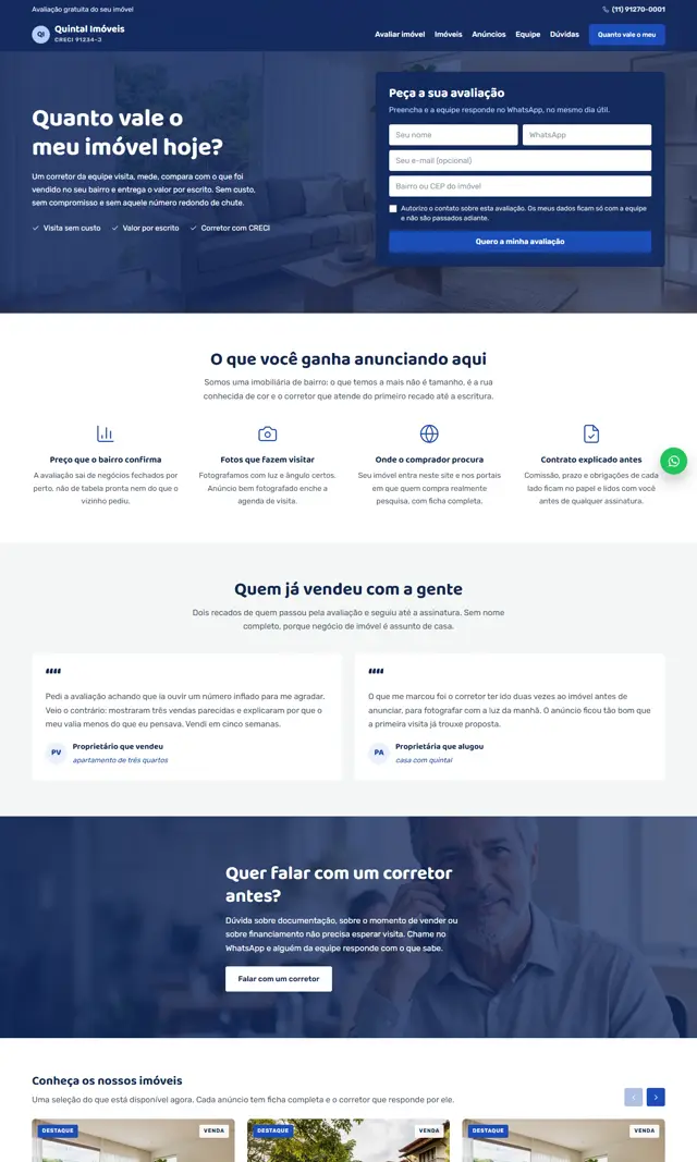 Prévia do modelo Quintal para Imobiliárias e Corretores