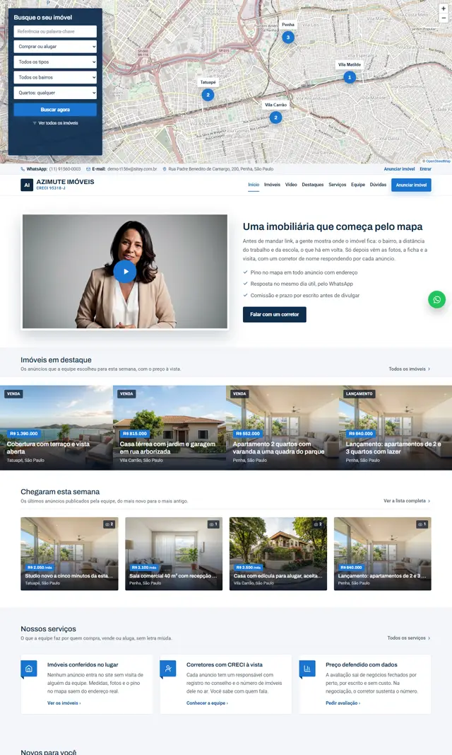 Prévia do modelo Azimute V para Imobiliárias e Corretores