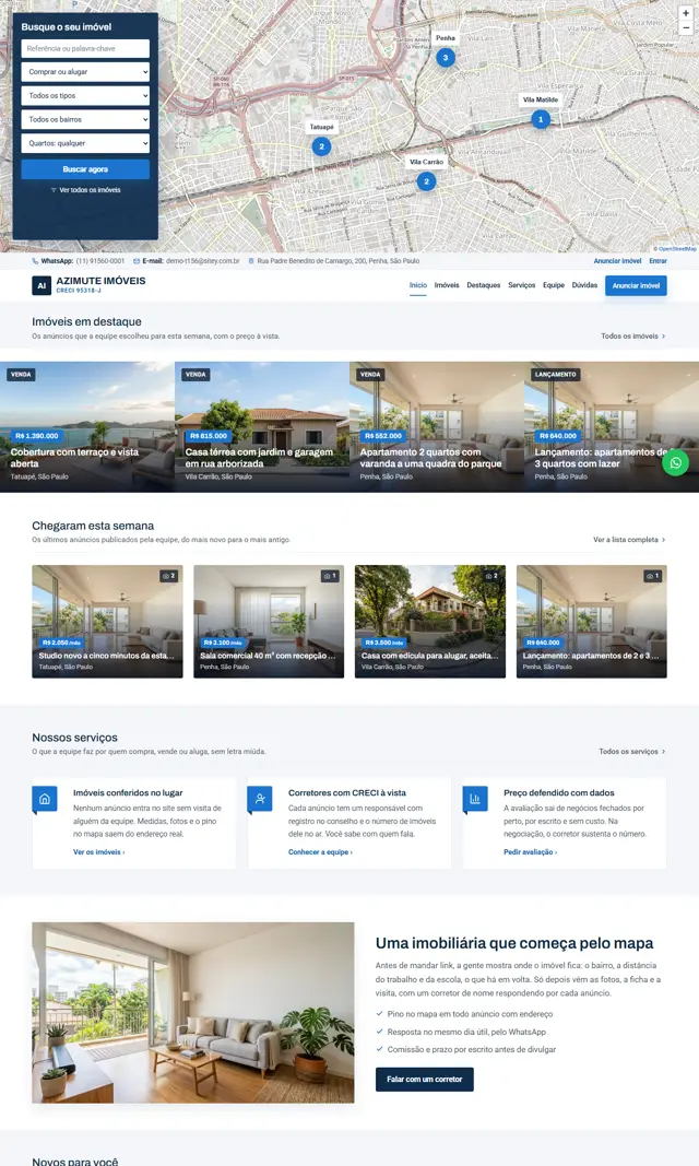 Prévia do modelo Azimute para Imobiliárias e Corretores