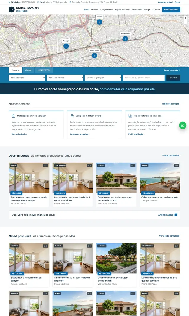 Prévia do modelo Divisa para Imobiliárias e Corretores