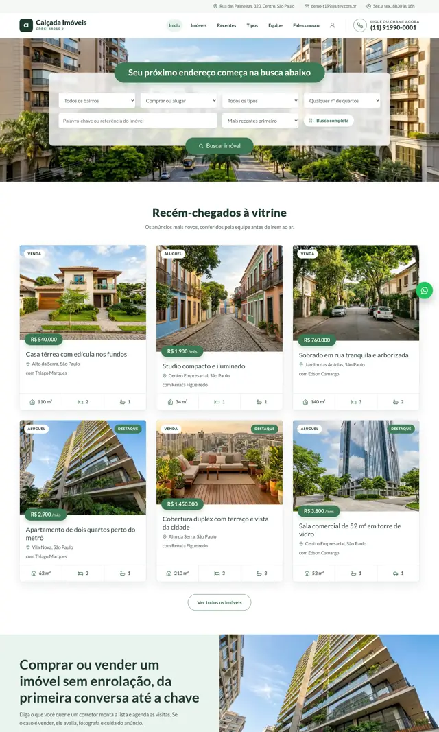 Prévia do modelo Calçada para Imobiliárias e Corretores