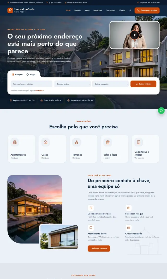 Prévia do modelo Umbral V para Imobiliárias e Corretores