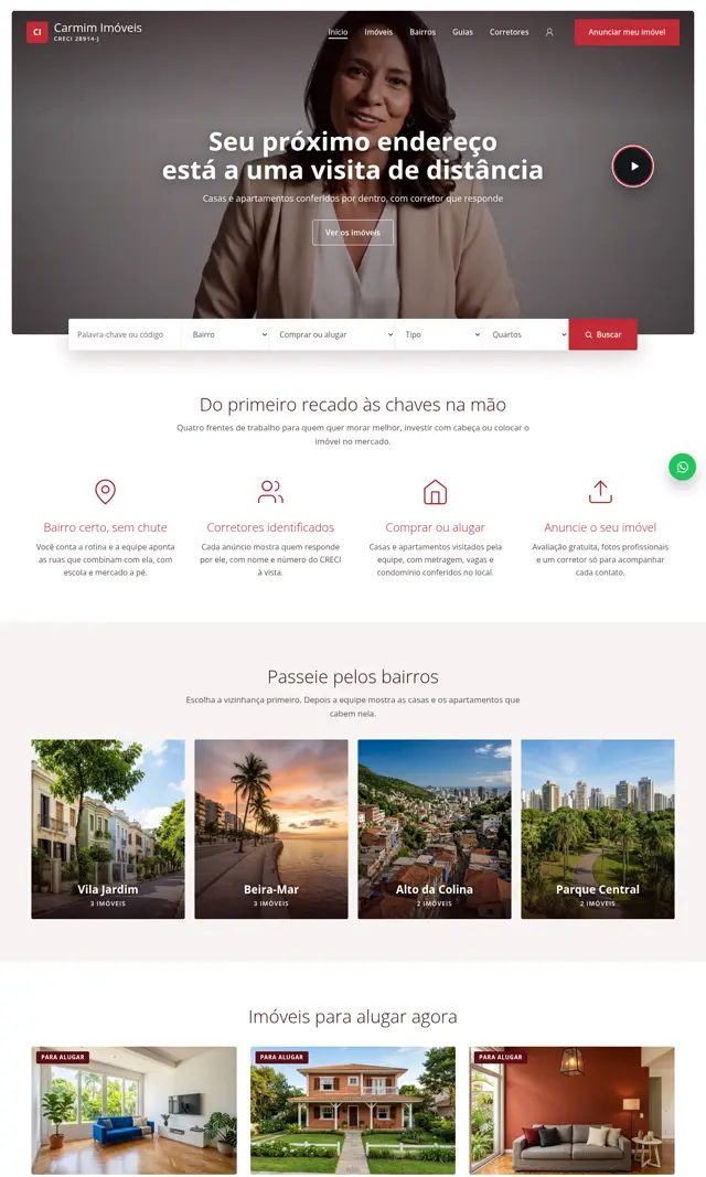 Prévia do modelo Carmim V para Imobiliárias e Corretores