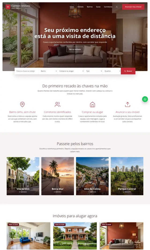 Prévia do modelo Carmim para Imobiliárias e Corretores