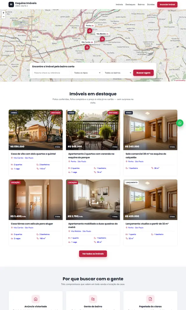 Prévia do modelo Esquina para Imobiliárias e Corretores