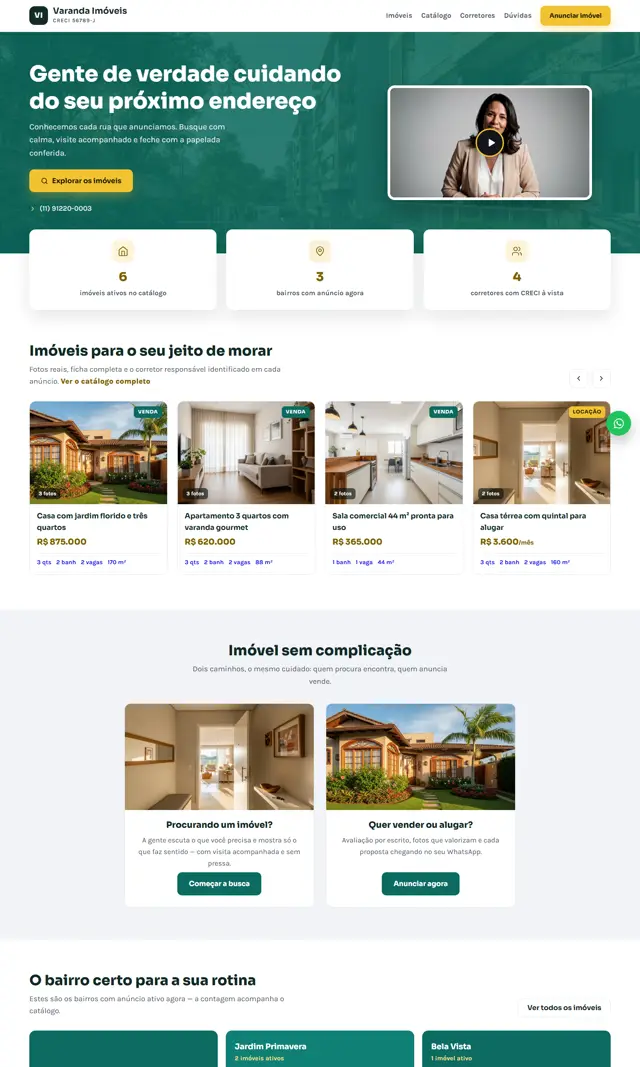 Prévia do modelo Varanda V para Imobiliárias e Corretores
