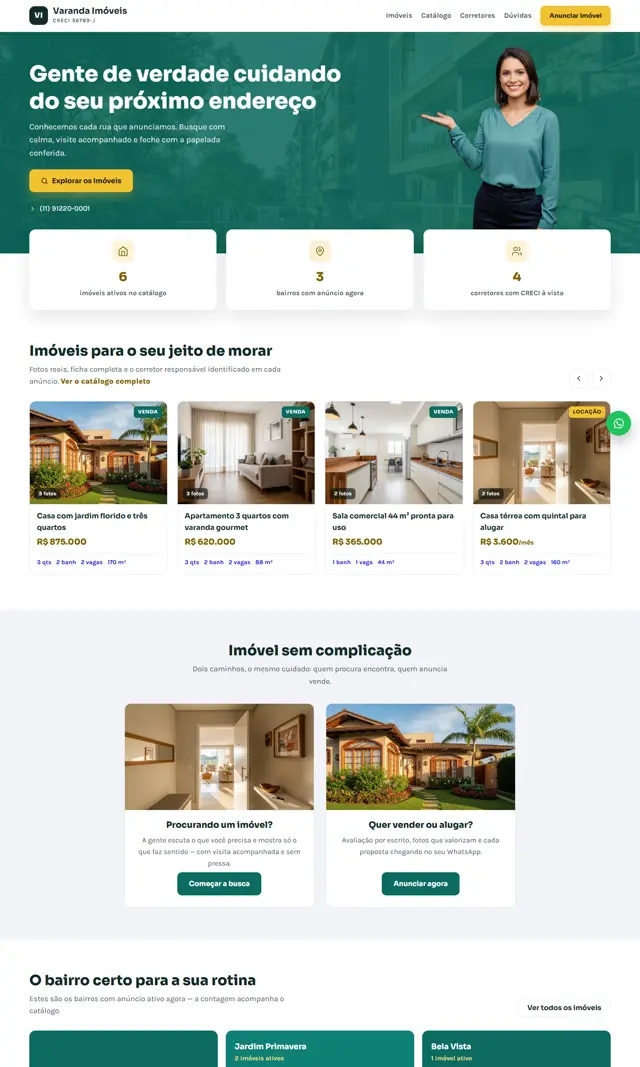 Prévia do modelo Varanda para Imobiliárias e Corretores