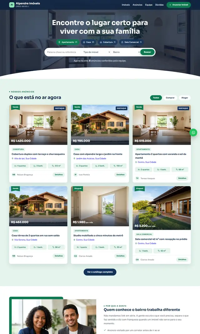 Prévia do modelo Alpendre para Imobiliárias e Corretores