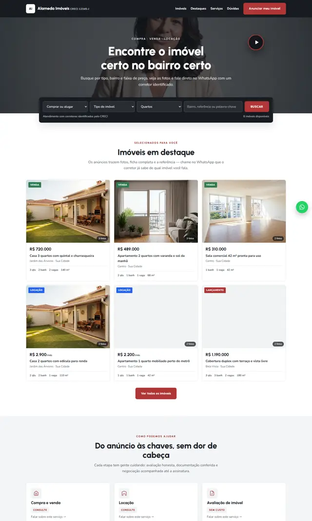 Prévia do modelo Alameda V para Imobiliárias e Corretores