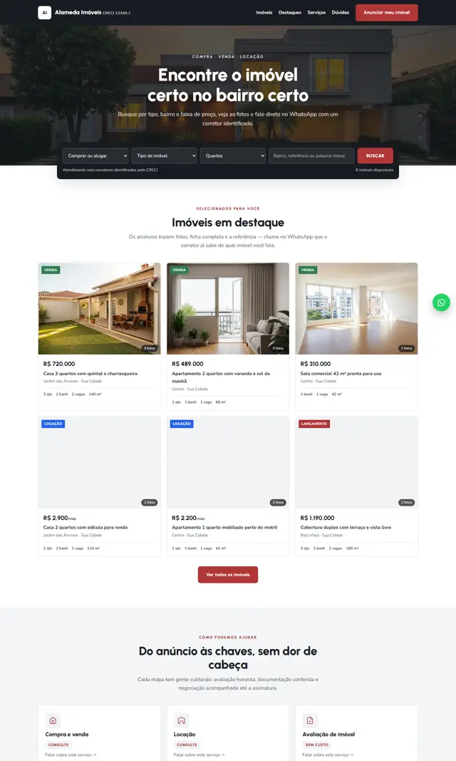 Prévia do modelo Alameda para Imobiliárias e Corretores