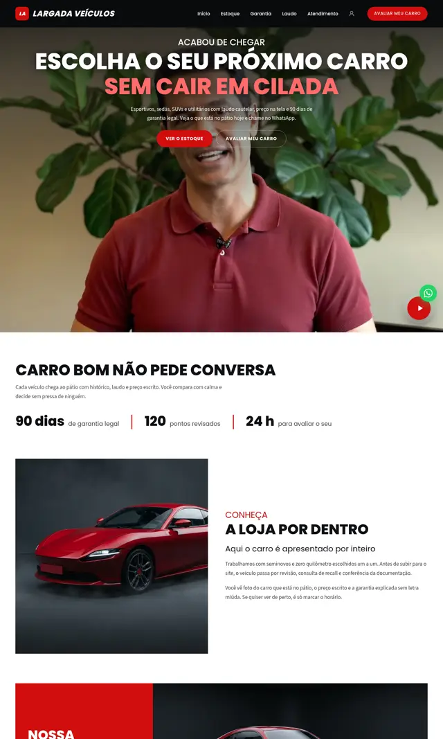 Prévia do modelo Largada V para Automóveis e Concessionárias