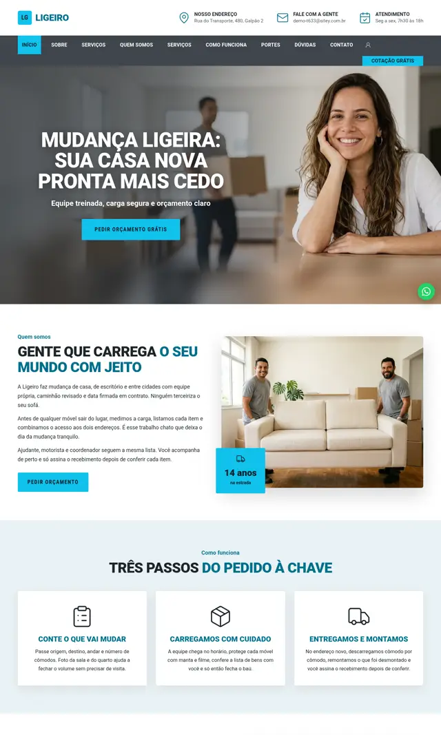 Prévia do modelo Ligeiro para Mudanças