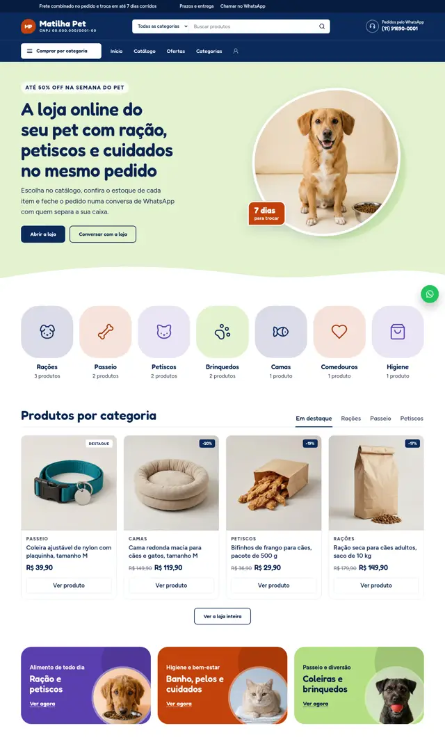 Prévia do modelo Matilha para Loja Virtual