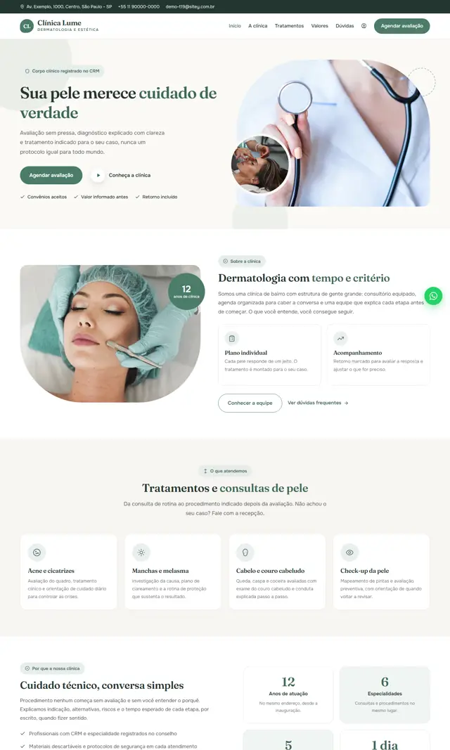 Prévia do modelo Lume para Médicos e Clínicas
