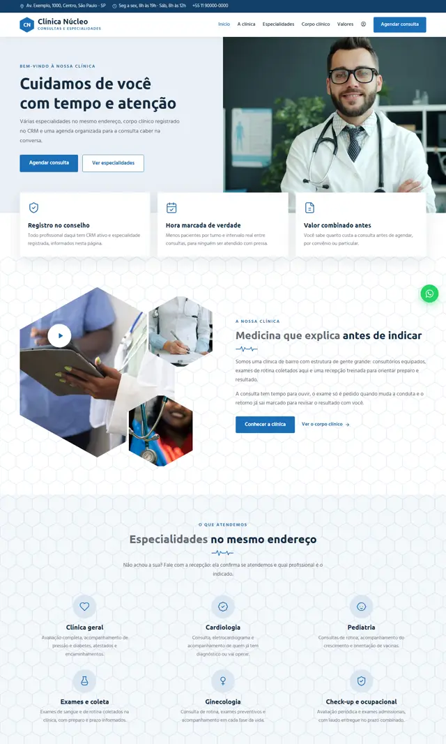 Prévia do modelo Núcleo para Médicos e Clínicas