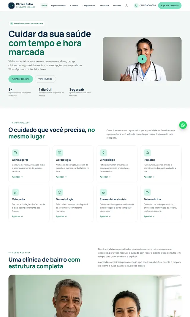 Prévia do modelo Pulso V para Médicos e Clínicas
