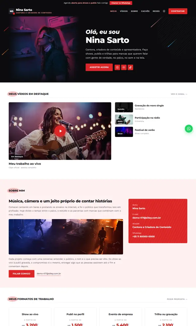 Prévia do modelo Cena para Rádios, Músicos e Artistas