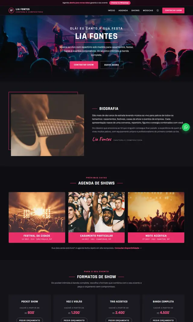 Prévia do modelo Ressoa para Rádios, Músicos e Artistas